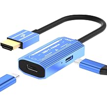 HDMI to USB C Adapter4K@60Hz, Compatible with XREAL/Rayneo Air/VITURE/Rokid AR Glasses, Steam Deck, ROG Ally, PS5/4, Switch2/1, Laptop, Portable Monitor - Plug & Play Blue