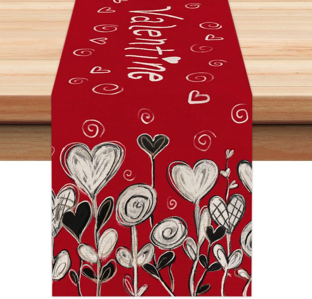 Amazon.com: ARKENY Valentines Day Decorations Red Table Runner 13x72 ...