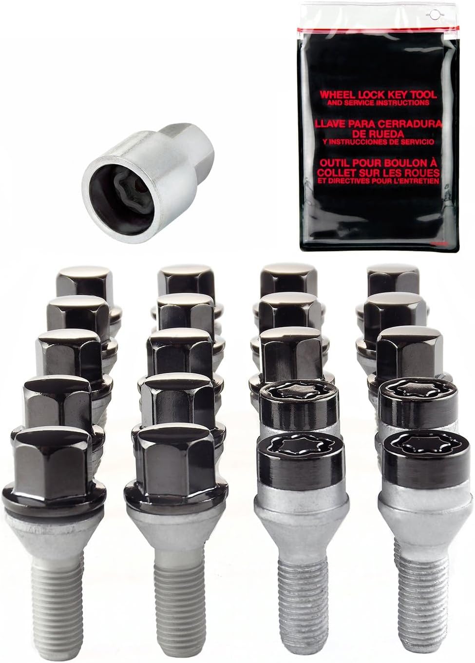 McGard 67261BK Black M12 x 1.25 Thread Size Cone Seat Lug Bolt Wheel Installation Kit for 5 Lug Vehicles