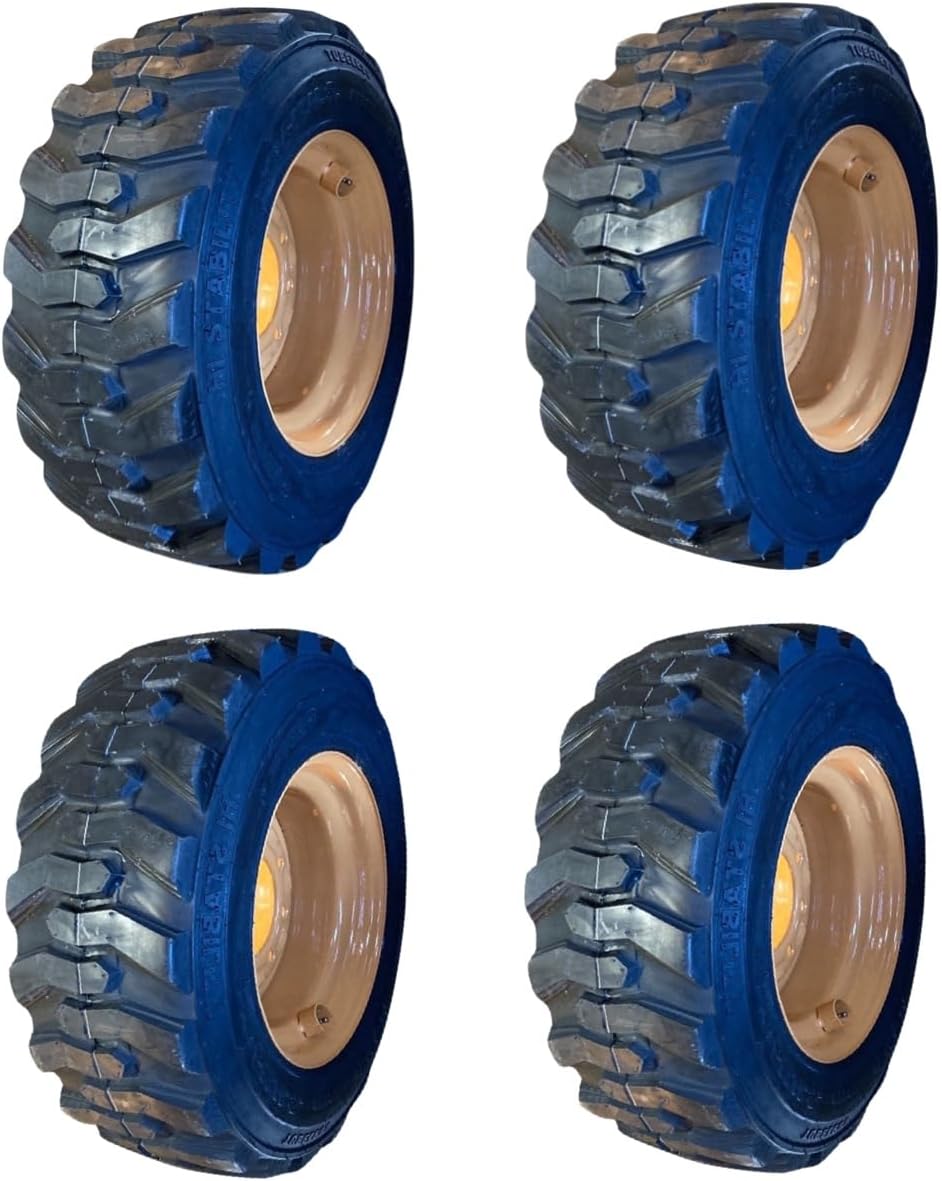 Set of 4-12-16.5 Forerunner SKS-1 Skid Steer Tires on Wheels/Rims (8 lug) for Case & more (6" Back Spacing) -14PLY -12X16.5