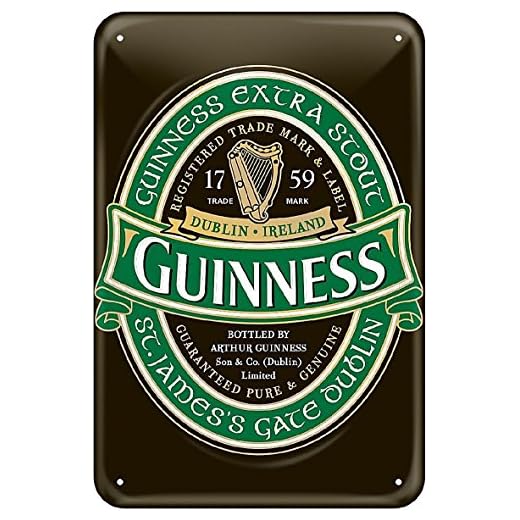 Guinness Metal Sign With Iconic Ireland Label (20Cm X 30Cm)