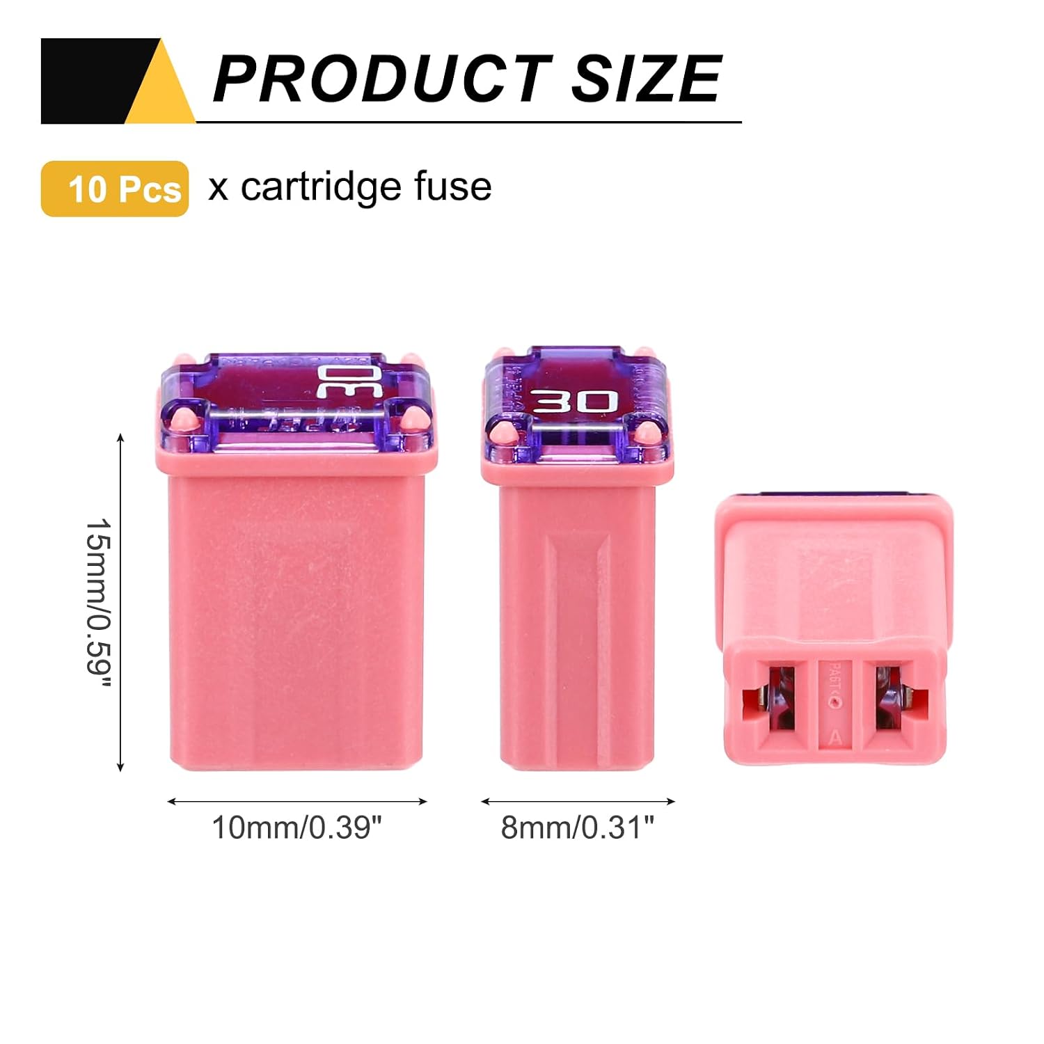 MECCANIXITY 10 Pcs Micro Cartridge Fuses 30A 32V Slow-Blow Automotive Fuse Kit for Car Electrical Protection