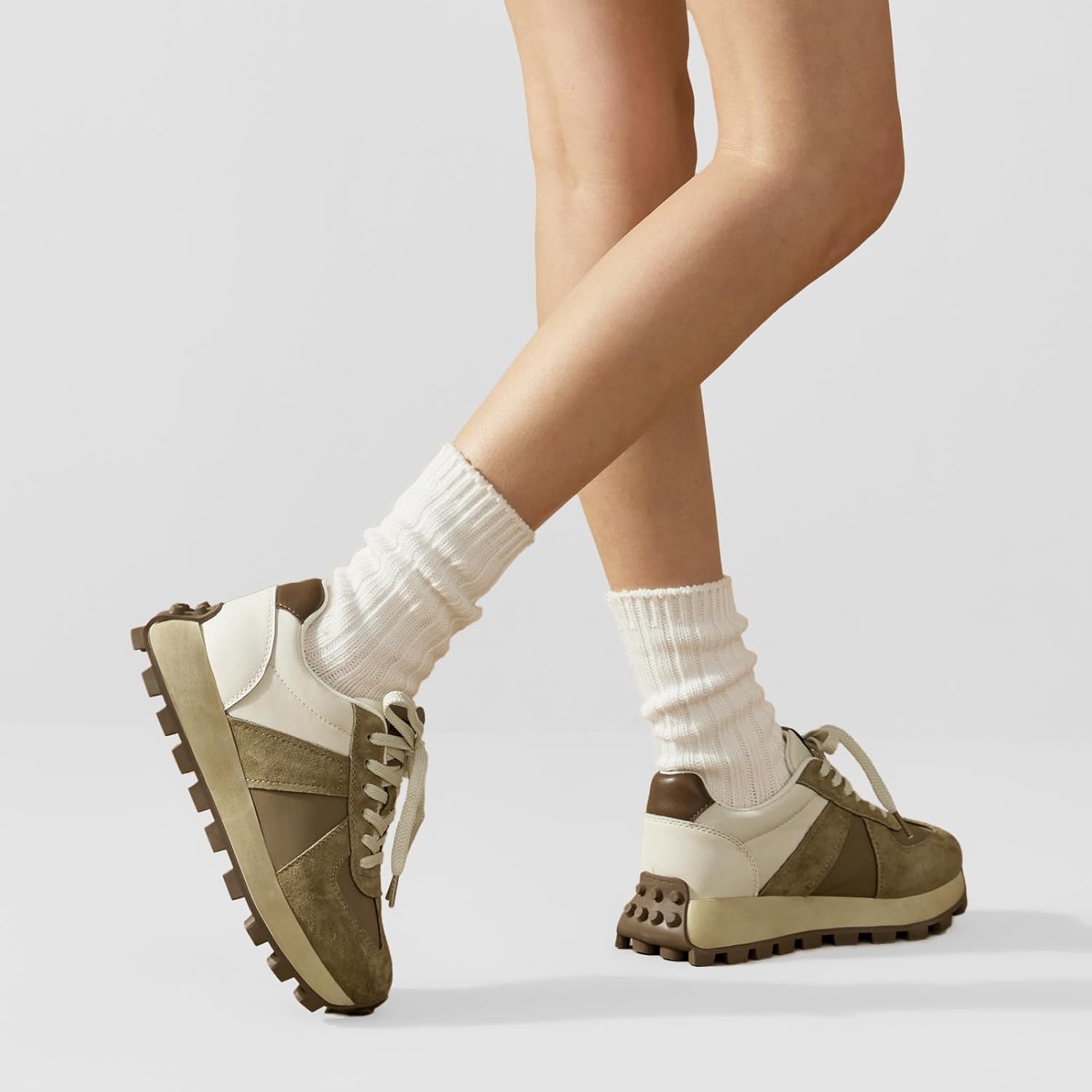 BEAU TODAY Sneakers for Women Genuine Leather Patchwork Casual Walking Shoes Retro Non-Slip Comfortable Lightweight Breathable Tennis Running Shoes - Image 6