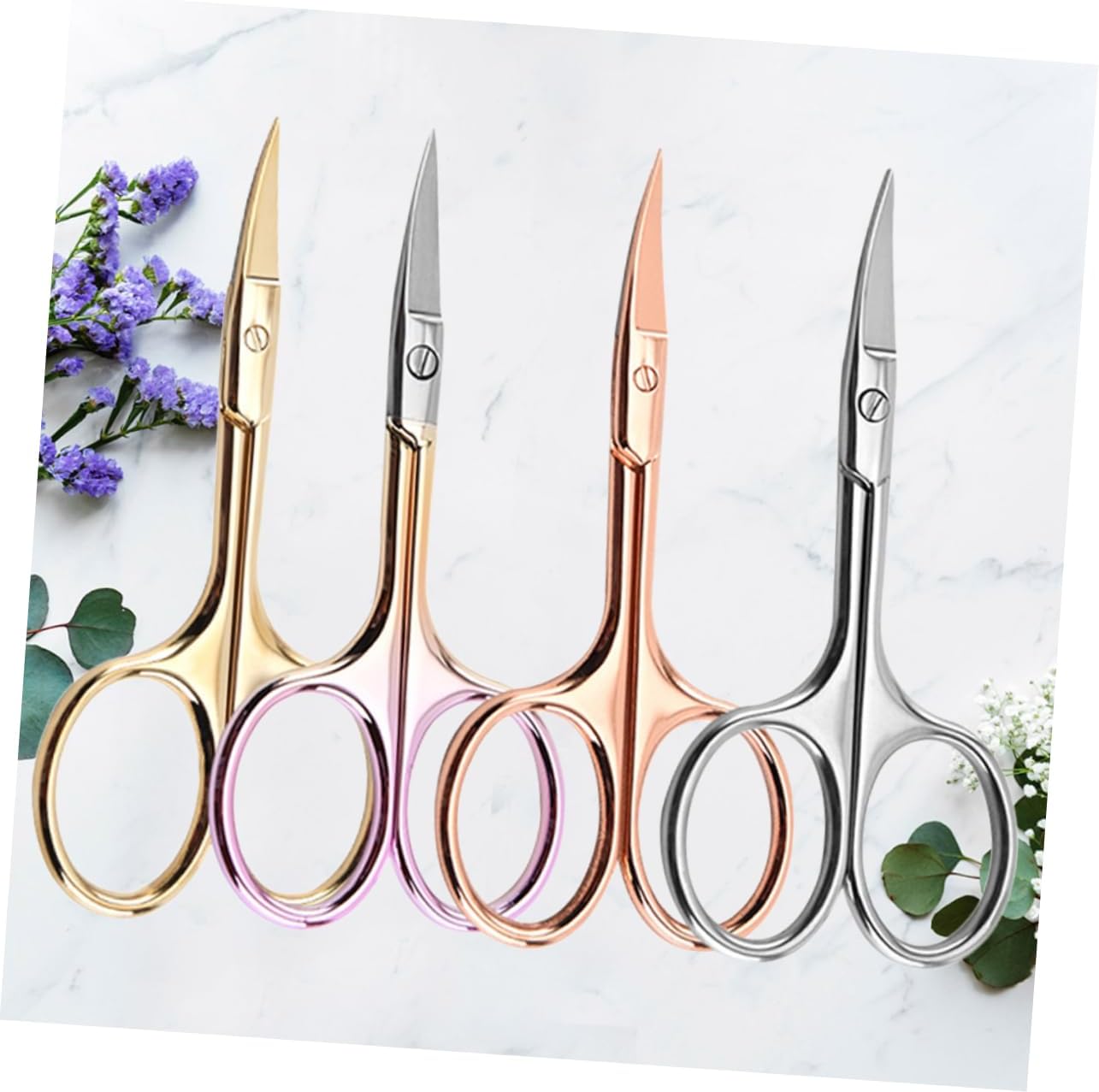minkissy 12pcs Professional Beard Mustache Scissors Stainless Steel Hair Cutting Shears Barber Shop Home Use Random Color
