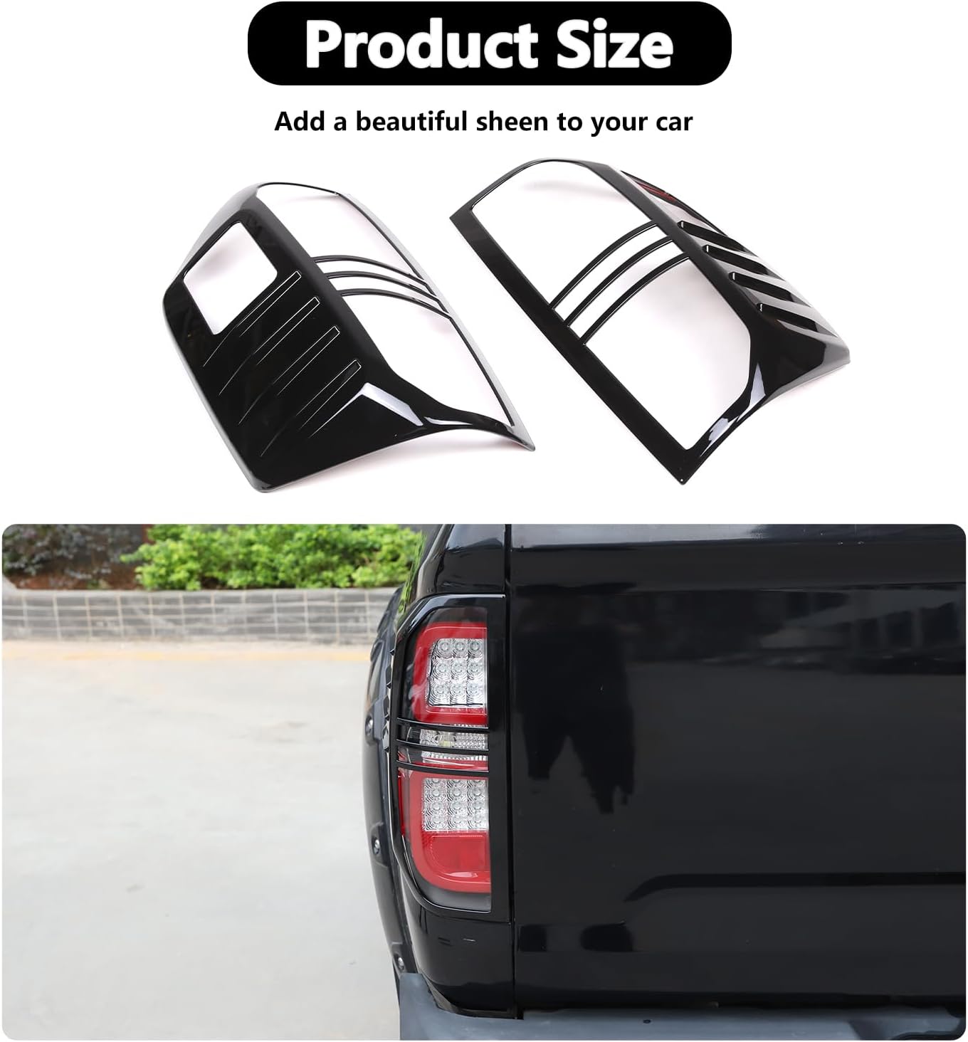 HAPPYHORSE Car Tail Light Cover decorative frame Compatible with Toyot@ Tundra 2007-2021 Tail Light Lamp Protection Cover，ABS Tail Brake Light Lamp Protection Covers Accessories (Piano Black)
