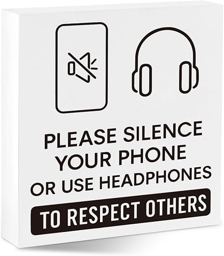 Funny Gag Office Decor, Silence Your Phone or Use Headphones Desk Sign
