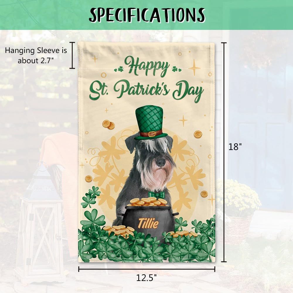 St. Patrick’s Day Hunde-Gartenflagge – Doppelseitig Mit Golden Retriever & Kleeblatt, 30x45 Cm, Wetterfest
