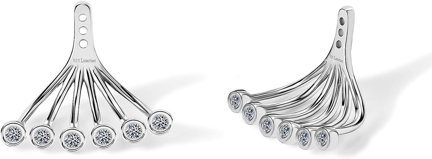 Luxuriant Lab Grown Diamond G-H SI 0.40 ctw Earrings Jacket in Rhodium Over Sterling Silver Christmas Gifts