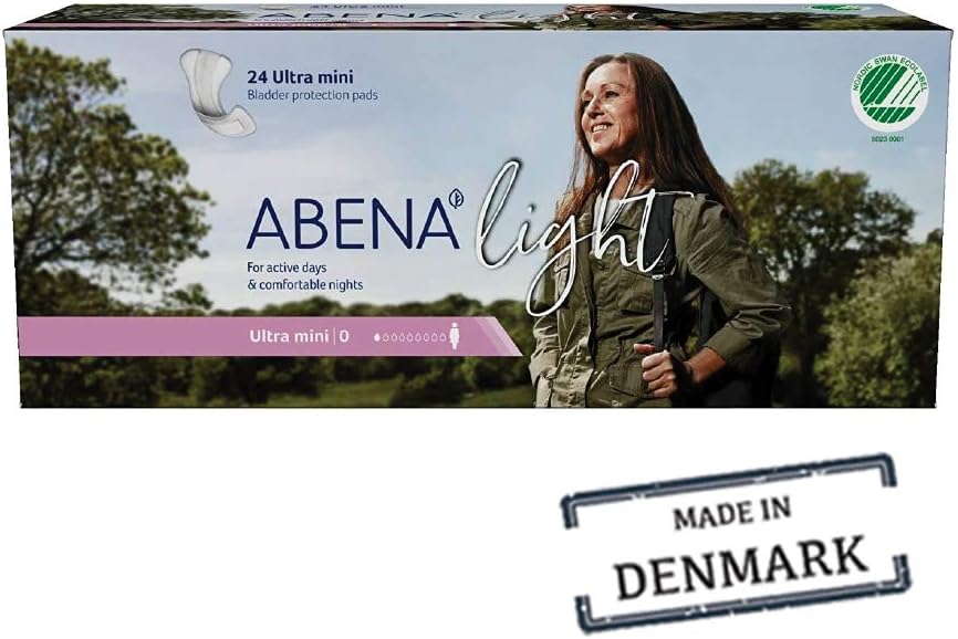 Abena Light Premium Incontinence Pad, Ultra Light Absorbency, Size 0, 240 Count (10 Packs of 24)