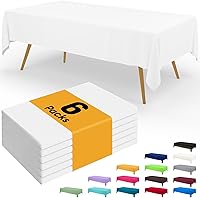 Smiry 6 Pack Disposable Waterproof Tablecloths 54x108 Inch White Rectangle Plastic Covers - Leakproof, Sturdy for Parties & Picnics