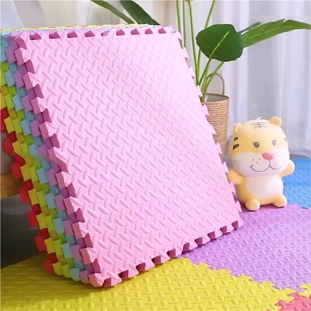 16 szt. różowa piankowa mata do zabawy, dywanik z puzzli do raczkowania(Yellow)