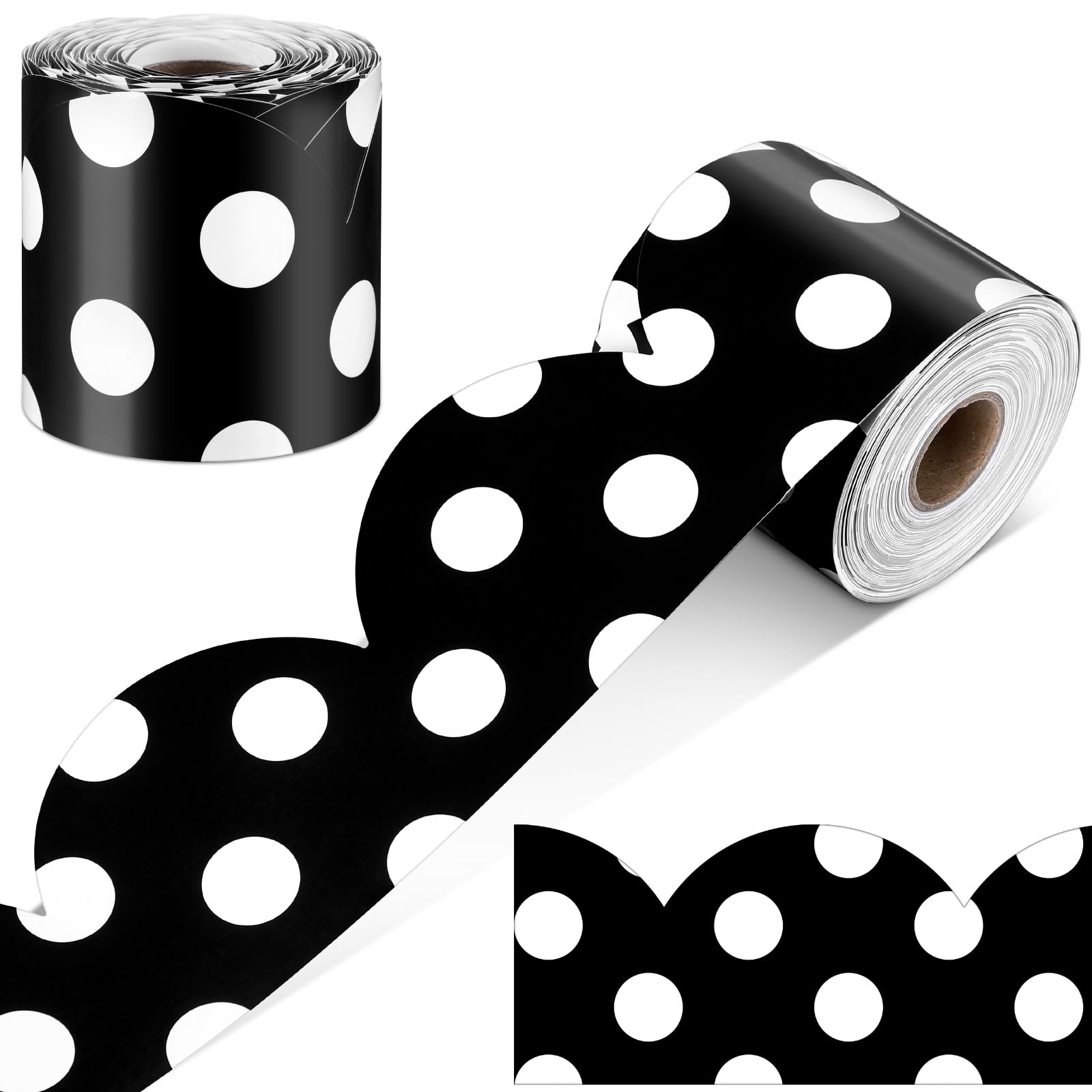 Bordure festonnée pour tableau d'affichage noir à pois Zonon de 20m pour décoration d'école