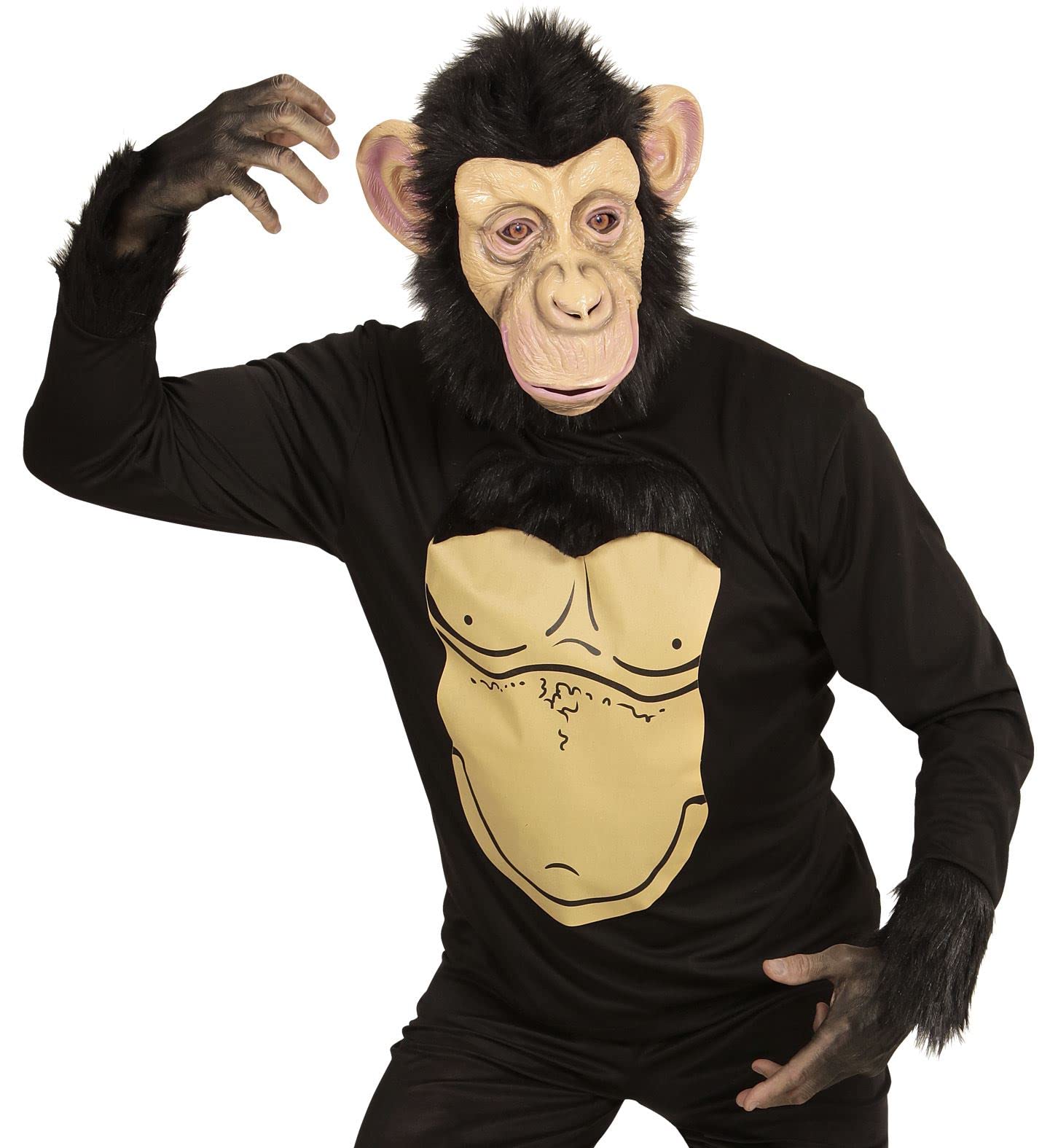 WIDMANN 74567 adultos Disfraz chimpancé, hombre, color marrón/negro , color/modelo surtido