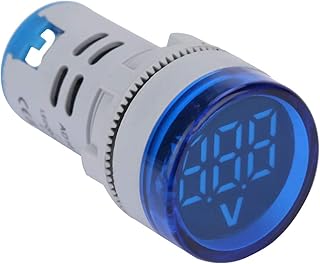 Jeanoko ST16VD LED Indicator Light AC Voltage Display 6-100V Light Digital Display Voltage Voltmeter Monitor Signal Light Round Lamp Tester(Blue)