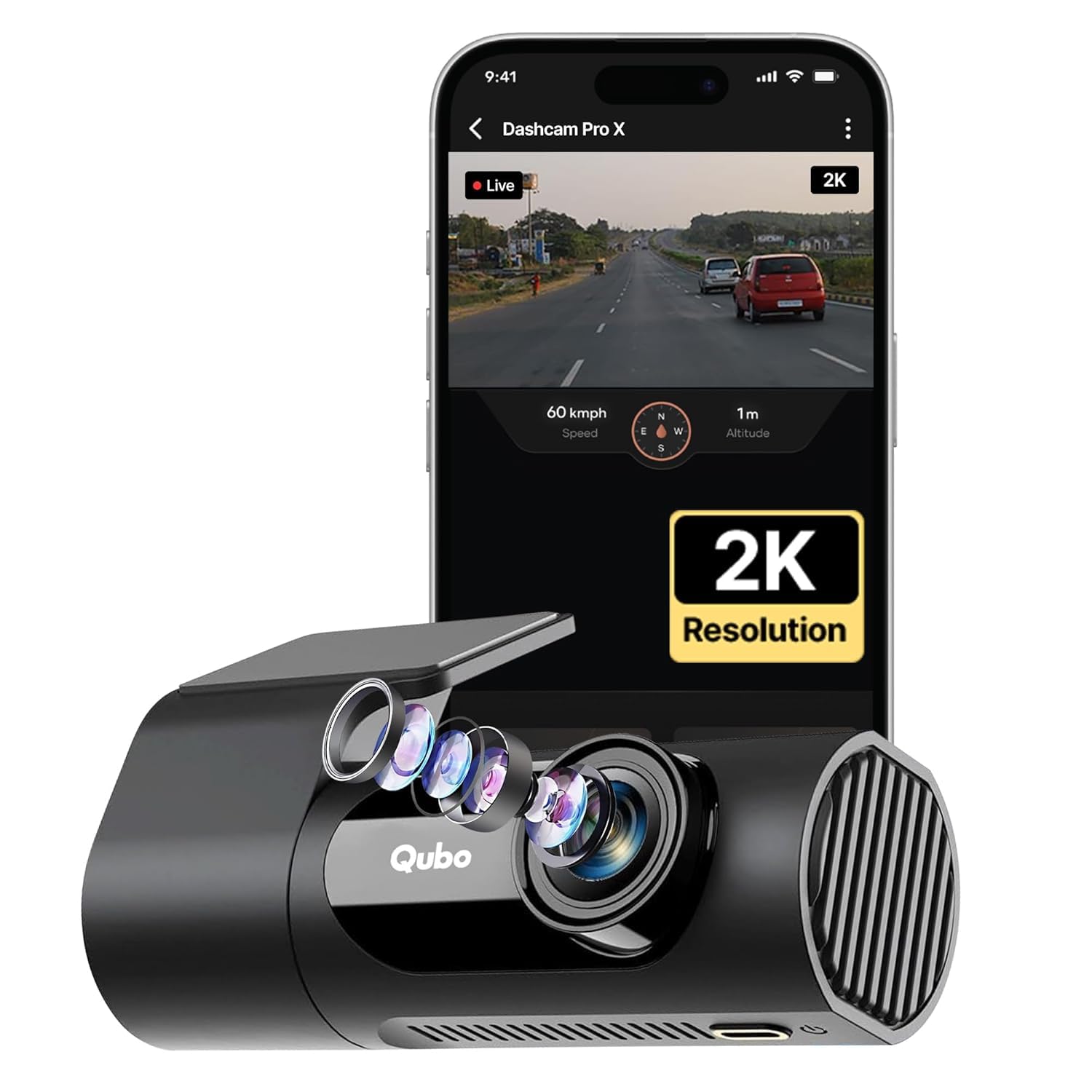 Qubo Car Dash Camera Pro X 3MP 1296p from Hero Group | Made in India | Super Capacitor| Wide Angle View | Emergency Recording | SD Card Upto 1TB Supported | Easy DIY Set Up | (Space Grey)-image-13