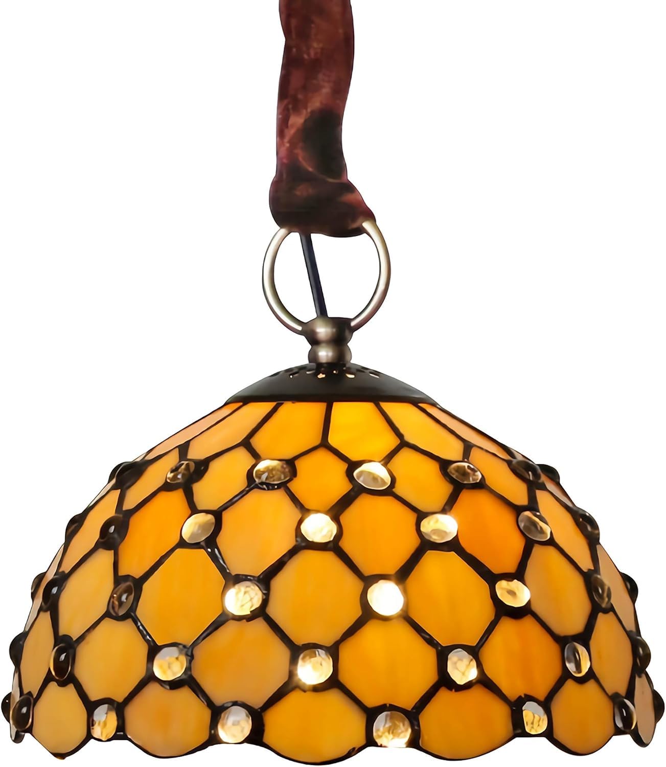 Lustre vitrail vintage et suspension cristal rétro pour chambre et salon