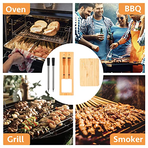 Bvrona 300Ft Wireless Meat Thermometer, Bluetooth Grill Thermometer With 2 Meat Probes, Wireless Digital Thermometer, Food Thermometer With Smart Alert For Oven, Smoker, Rotisserie, Bbq #TOP6