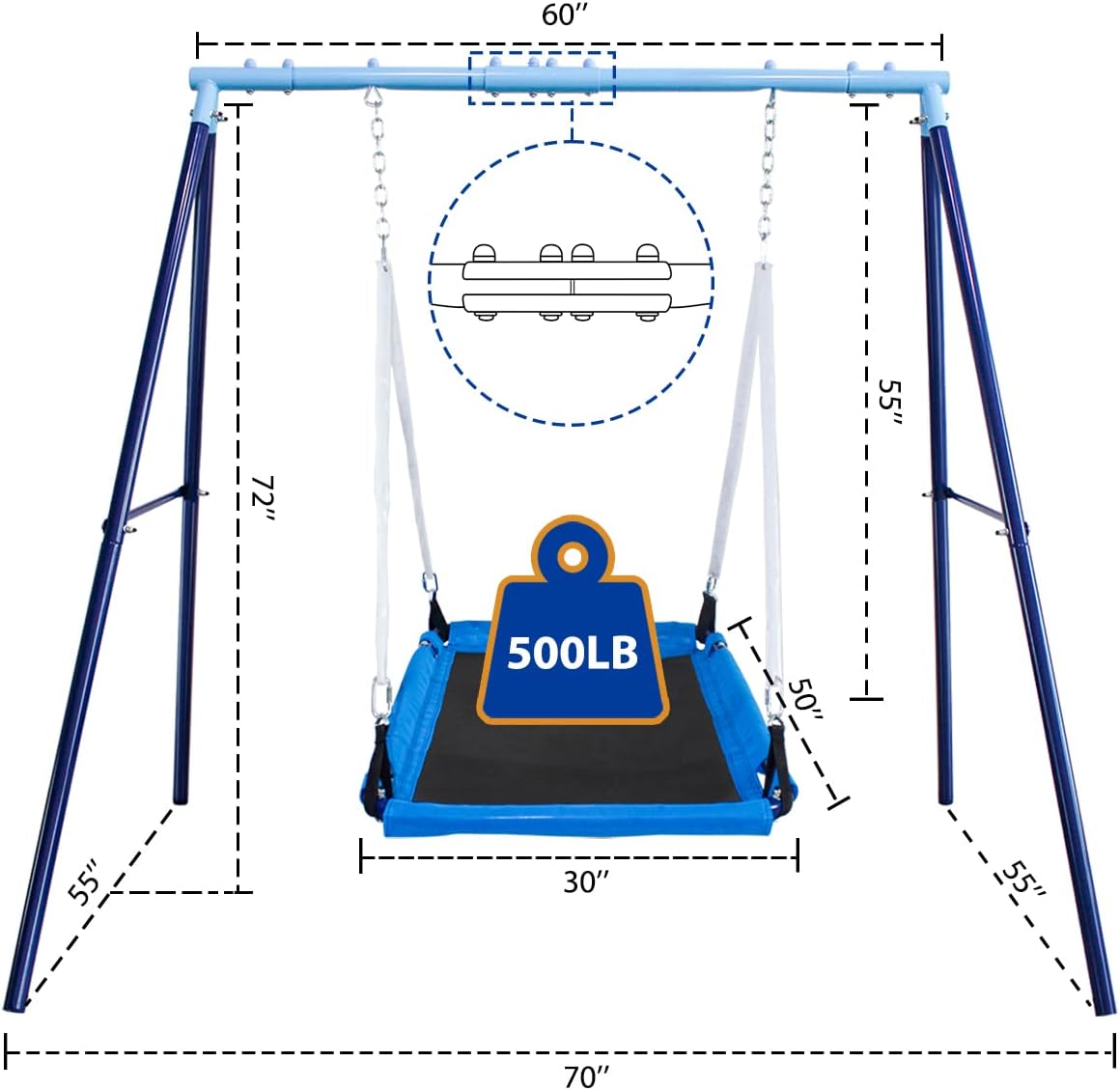 JYGOPLA 500lbs Swing Sets for Backyard, 1Saucer Tree Swing 32 inch, 1 Belt Swings, Heavy Duty Metal Swing Stand with Anchors : Toys & Games