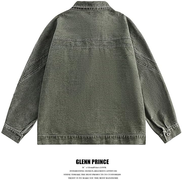 American-Style Retro Denim Jacket for Men in Autumn with High-Street Workwear Style