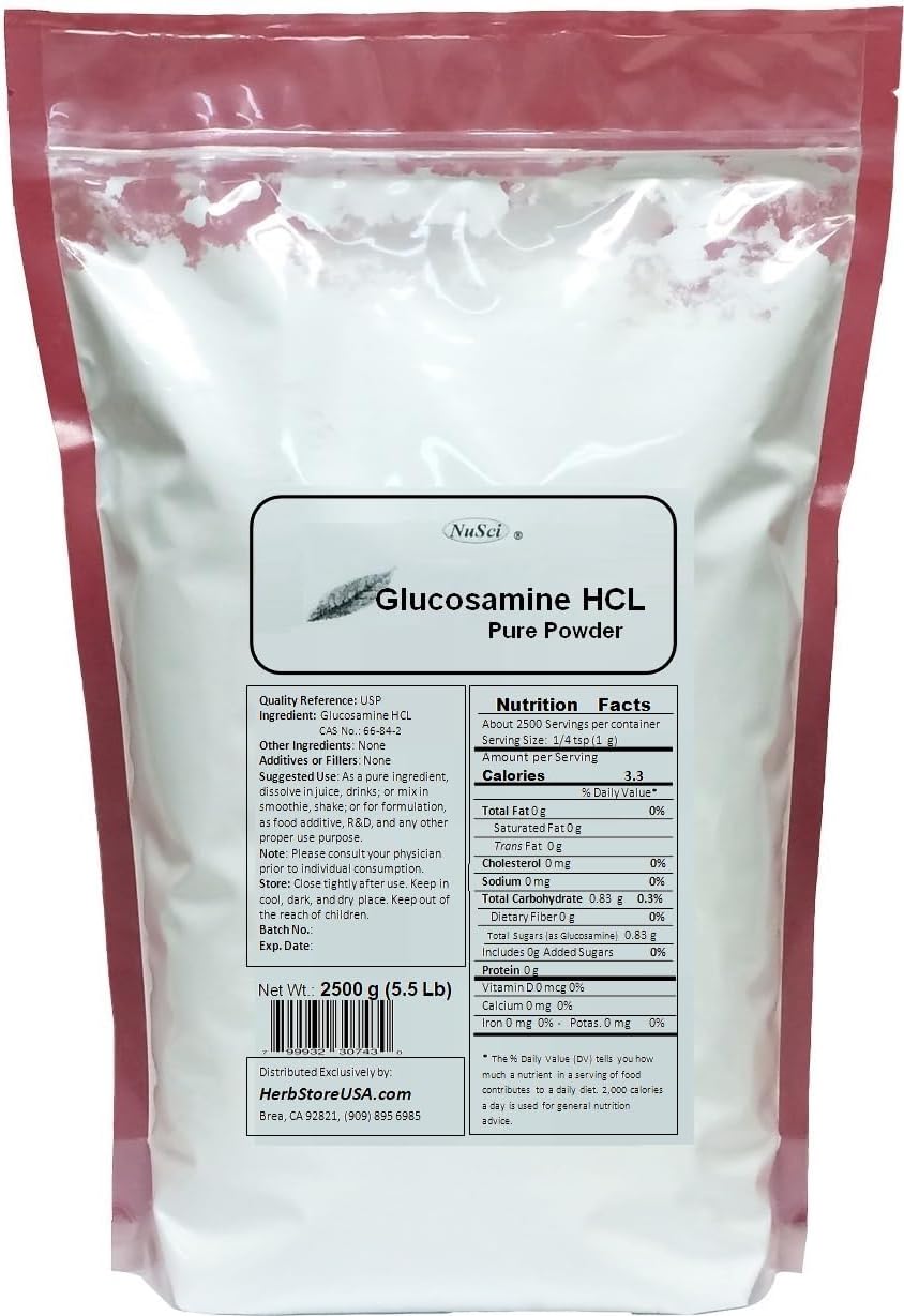Glucosamine HCL Powder Bulk Pure (2500 g (5.5 Lb))