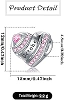 Vista 3 de Dijes de corazón de piedra natal para pulsera, plata de ley 925, dijes de corazón de amor para pulseras y collares, regalos de cumpleaños