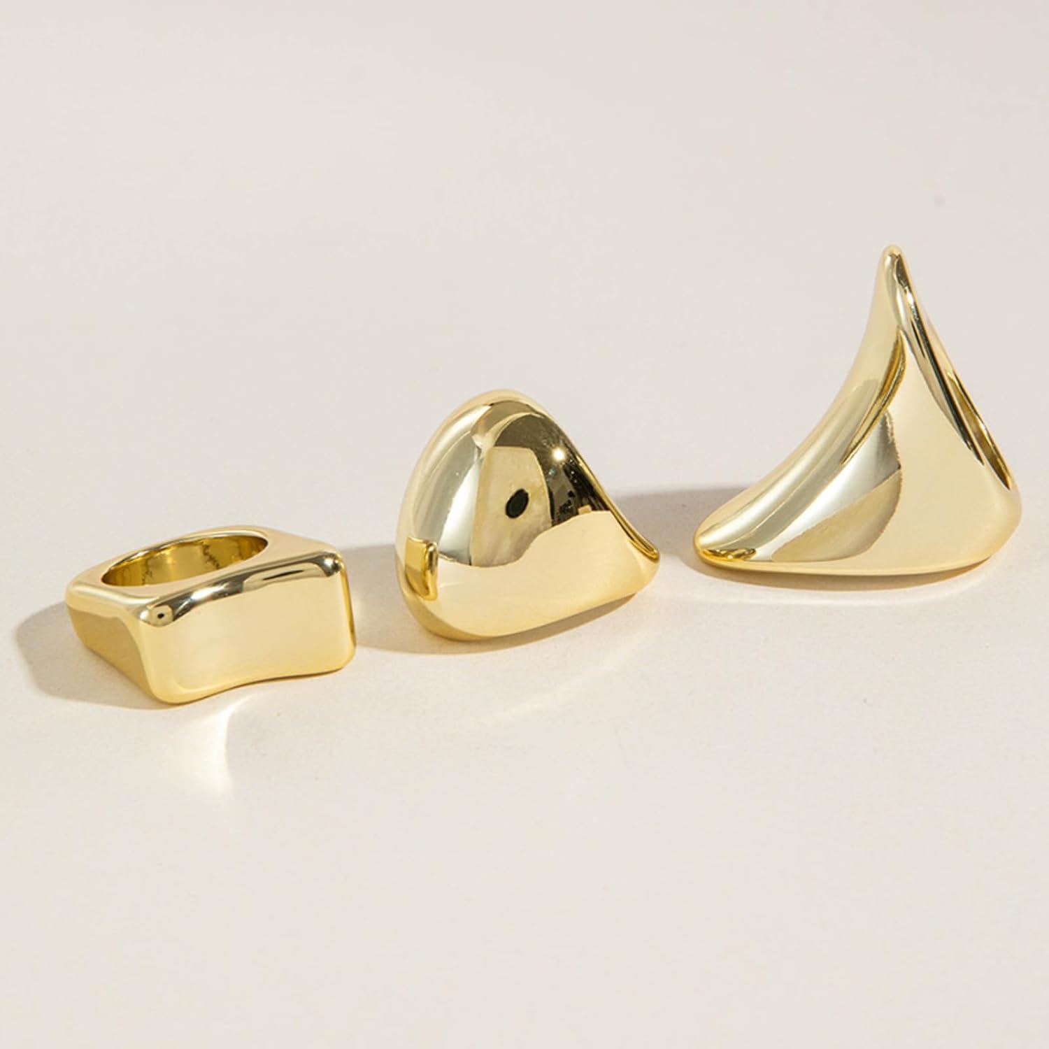 Long tiantian Chunky Gold Rings Stackable Rings for Women Dainty Gold Chunky Stacking Statement Ring Set Open Adjustable Jewelry Trendy Stuff - Image 4