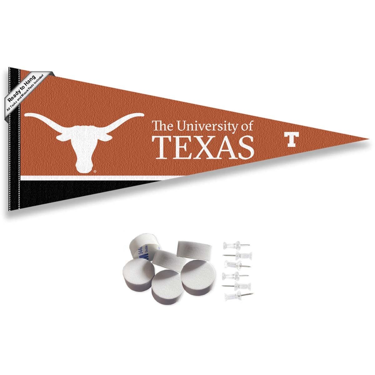 Texas Longhorns Pennant Flag and Wall Tack Mount Pads