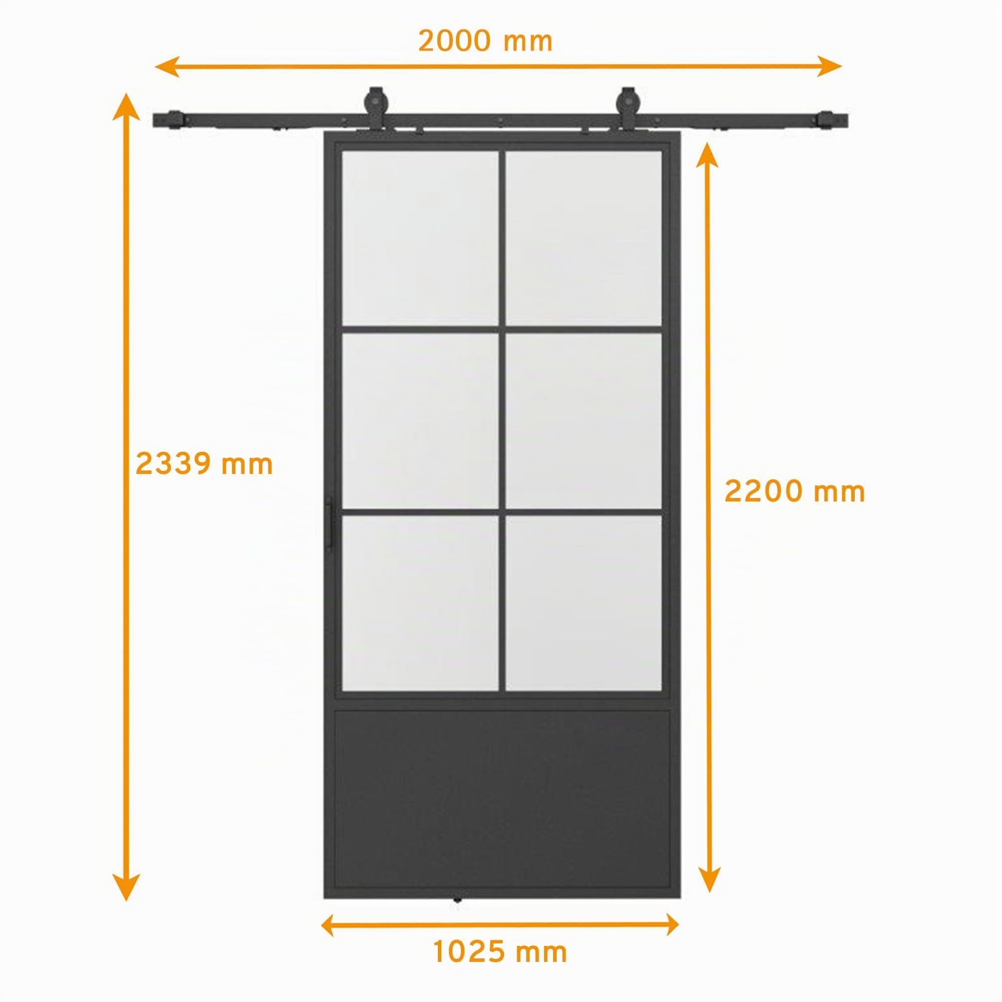 Schulte porte coulissante intérieure loft verre 102x220 cm noir softclose