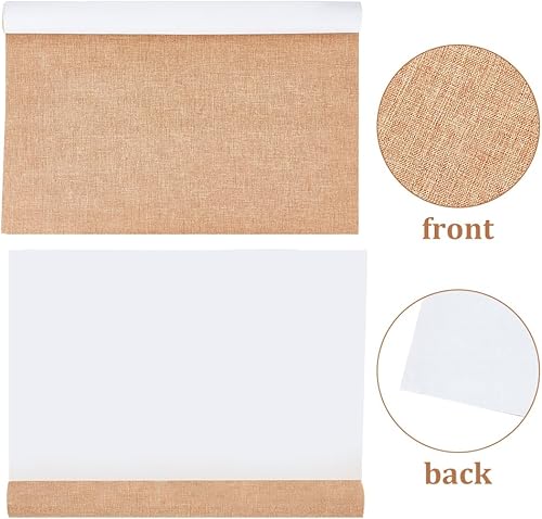 Miniatura 4 de OLYCRAFT Tela de lino de 16.5 x 39.4 pulgadas, tela rectangular para encuadernación de libros, color marrón claro, con parte trasera de papel para