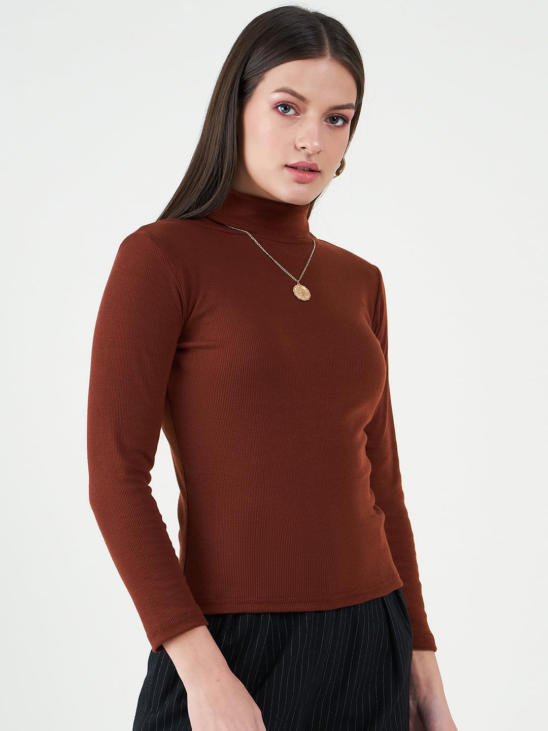 n.H.K.a. Set of 2 White/Coffee Brown Long Sleeves Turtle Neck Top 3