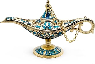 Aladdin Magic Genie Lamps - Classic Vintage Legend Magic Genie Light Costume Lamp for Home Wedding Table Decoration, Tiny Size, Gold&Blue