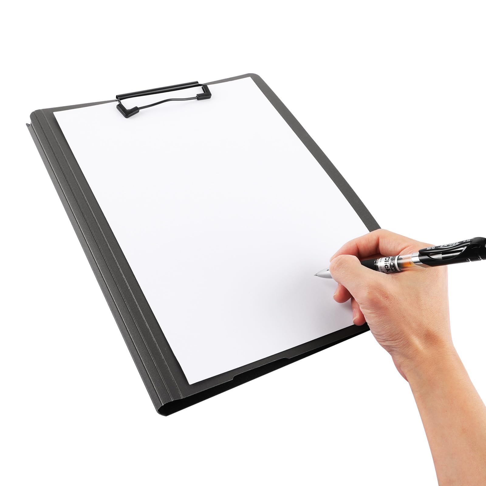 YAYODS Lot de 8 Porte-bloc A4 avec Couvercle - Clipboard Pliable à 360° avec Double Clip - Chemise à Rabat Rigide en PP Imperméable pour Bureau, École, Restaurant et Infirmière - Noir