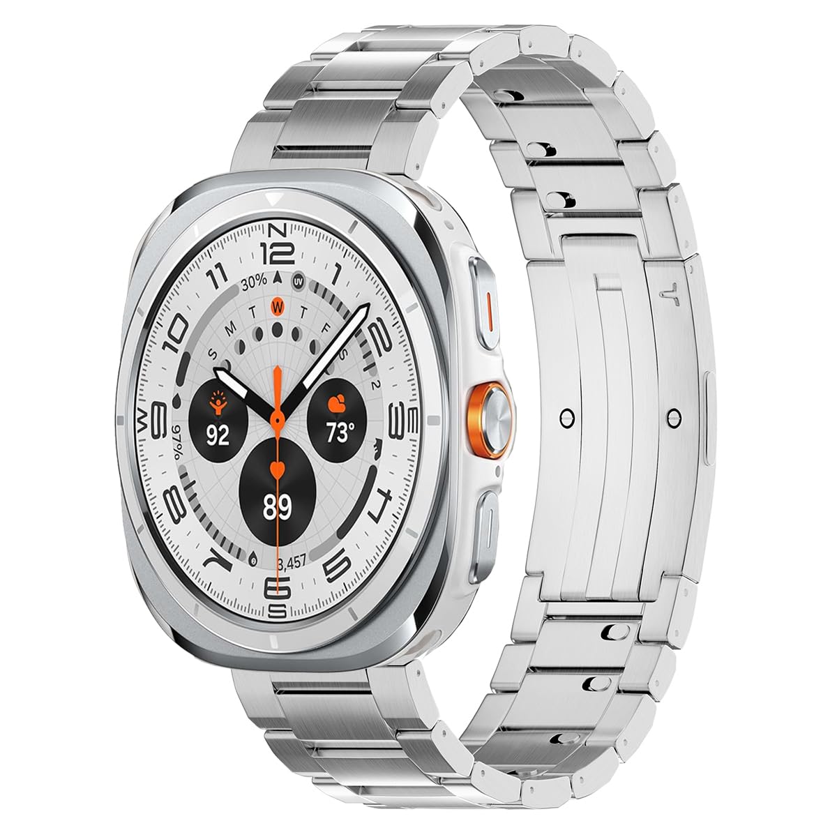 LDFAS for Galaxy Watch Ultra Bands, Titanium Metal Watch Band with Hidden Buckle Classic Style Compatible for Samsung Galaxy Watch 7 Ultra 47mm Band,Silver