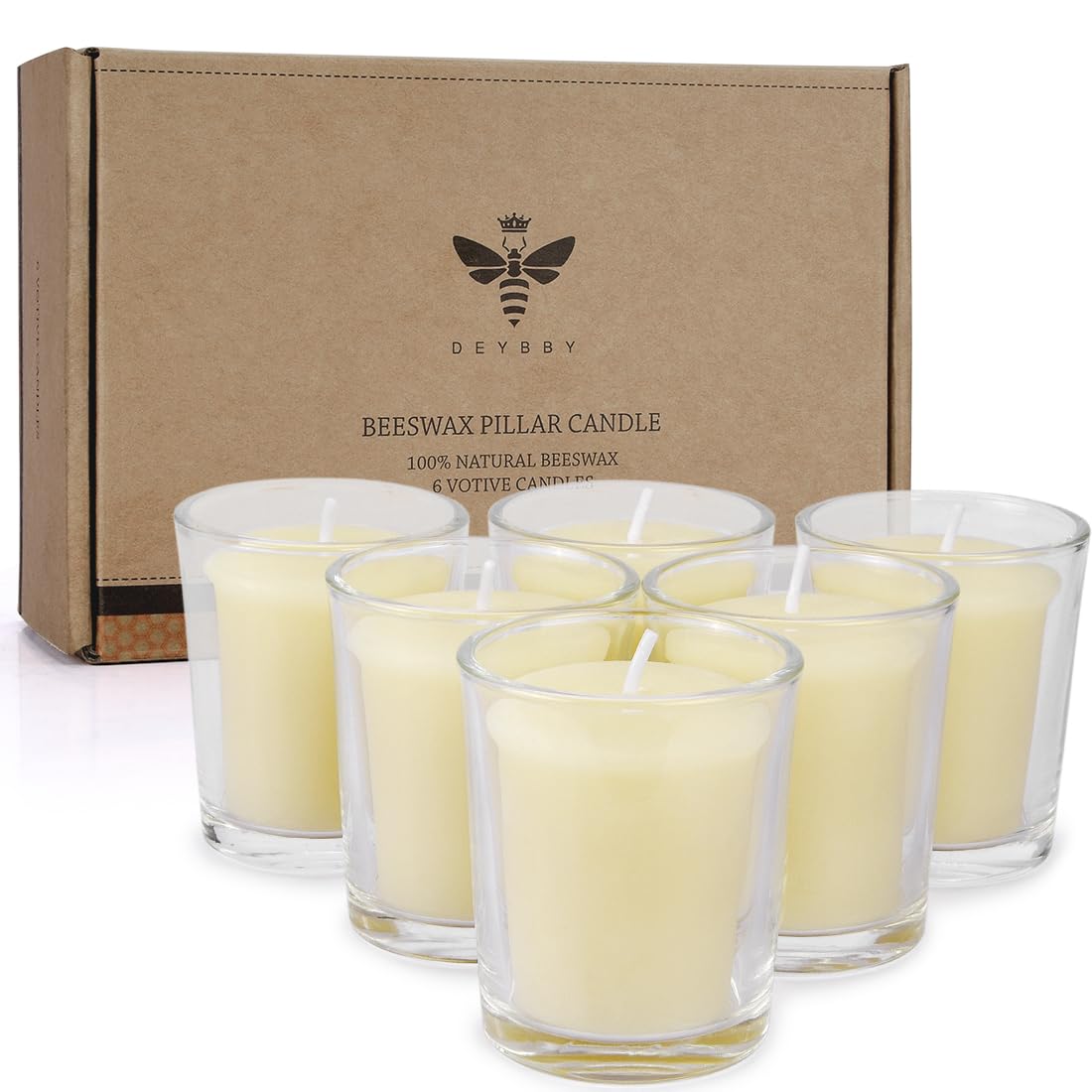 DEYBBY Ivory White Beeswax Votive Candles