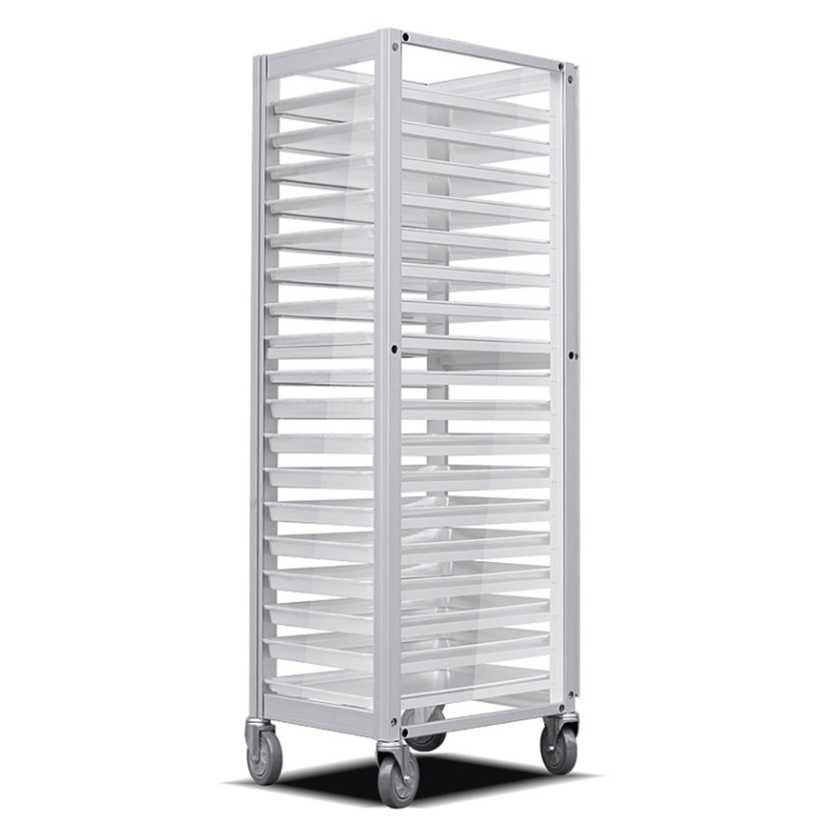 Estante de acero inoxidable de 18 niveles con cubierta transparente, carrito de almacenamiento comercial de refrigeración para panaderías y restaurantes, ideal para masa, pizza y bandejas para hornear