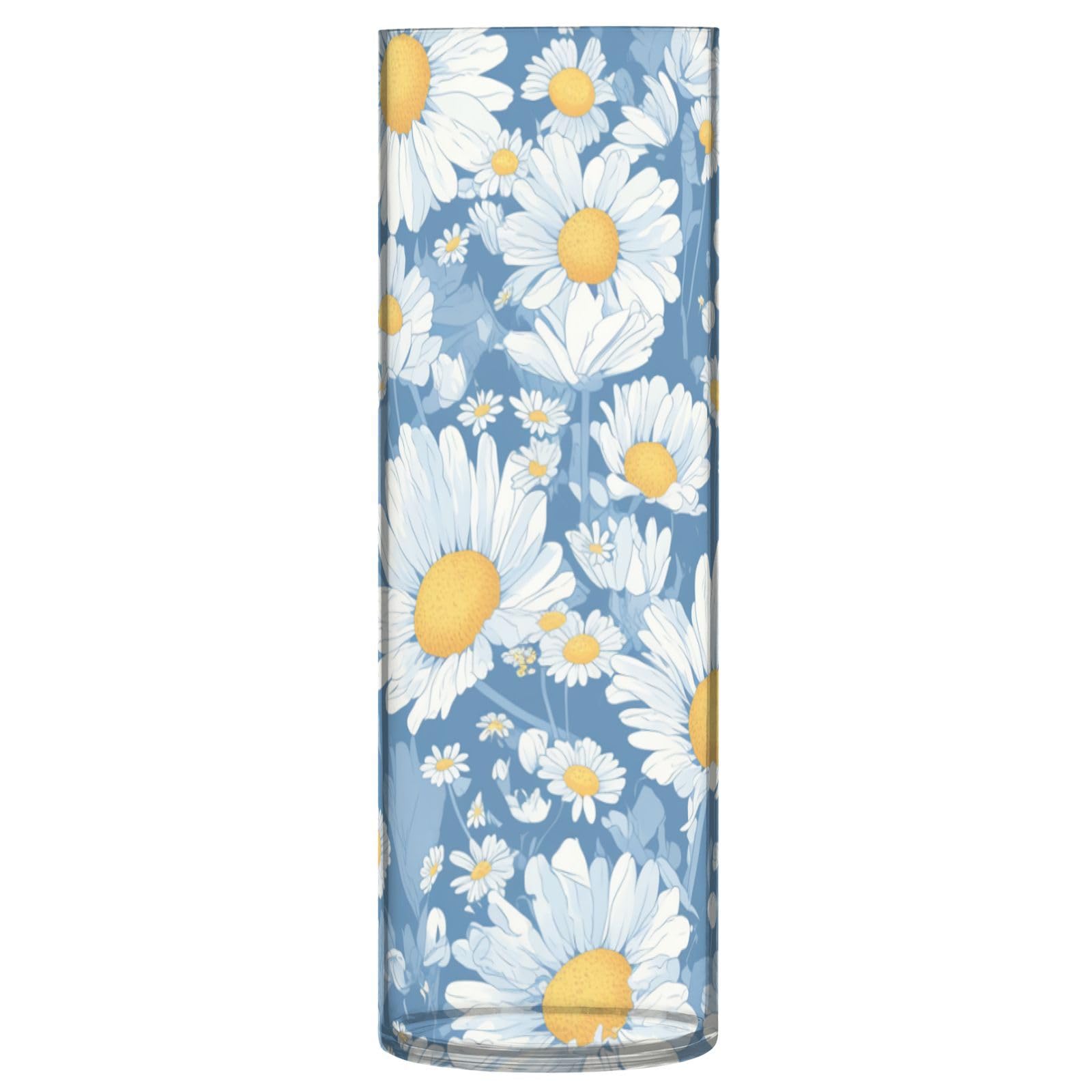 Jarrón decorativo para sala de estar con margaritas azules y diseño moderno 1