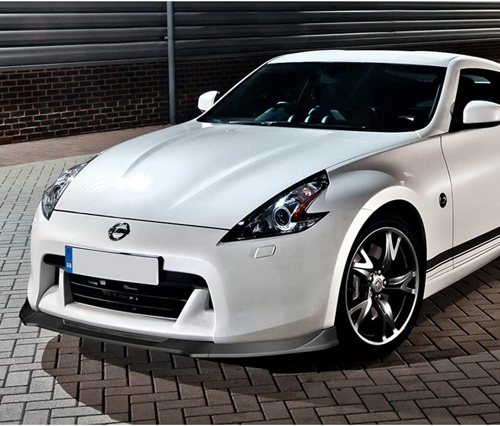 Front Bumper Lip fit for compatible with 2009-2012 Nissan 370Z Z34, Front Bumper Lip Spoiler Air Chin Body Kit Splitter Unpainted Matt Black ABS, 2010 2011 (CT-Style)