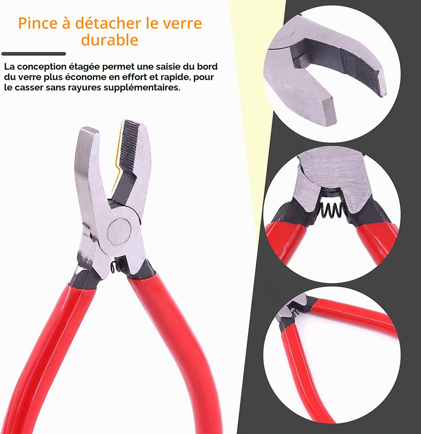 Kit de coupe-verre professionnel - Pince à briser et à joints - Pince à joints professionnelle avec coupe-verre, 2 têtes de coupe de rechange, sac en tissu - Convient pour verre épais, mosaïque,