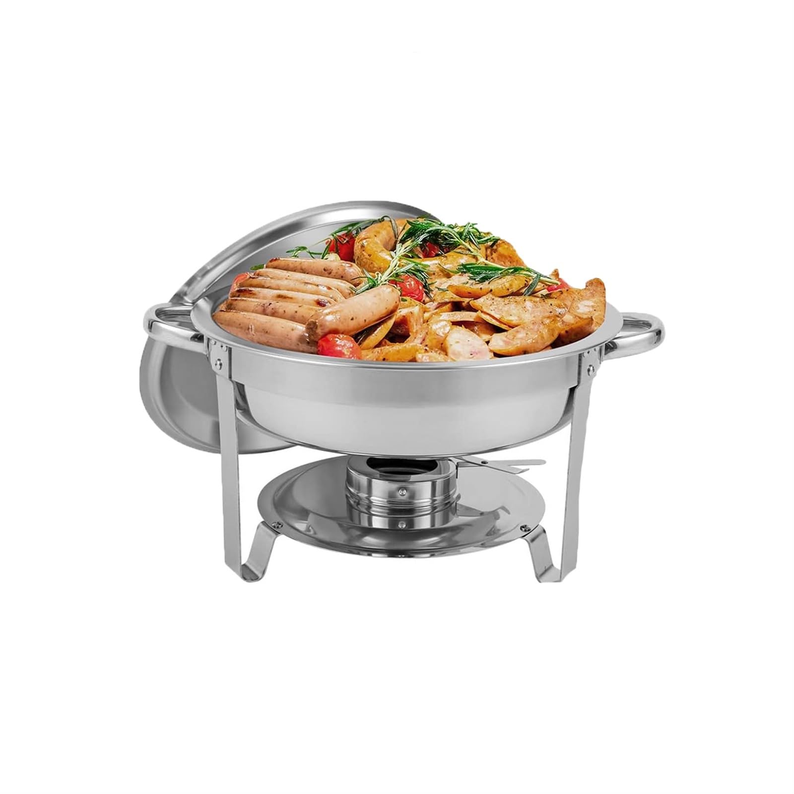 THE WHITE SHOP 4.5L Round Chafing Dishes Stainless Steel Chafers and Buffet Warmers Sets w/Water Pan, Food Pan, Fuel Holder and Lid