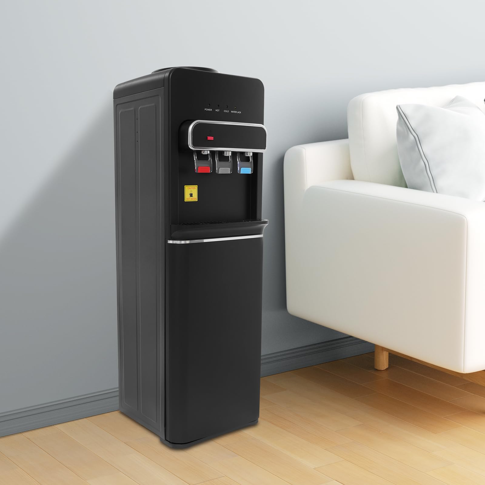 Dispensador de agua eléctrico, dispensador de agua caliente, dispensador de agua fría, dispensador de agua de pie para oficina, cocina, hogar (negro)