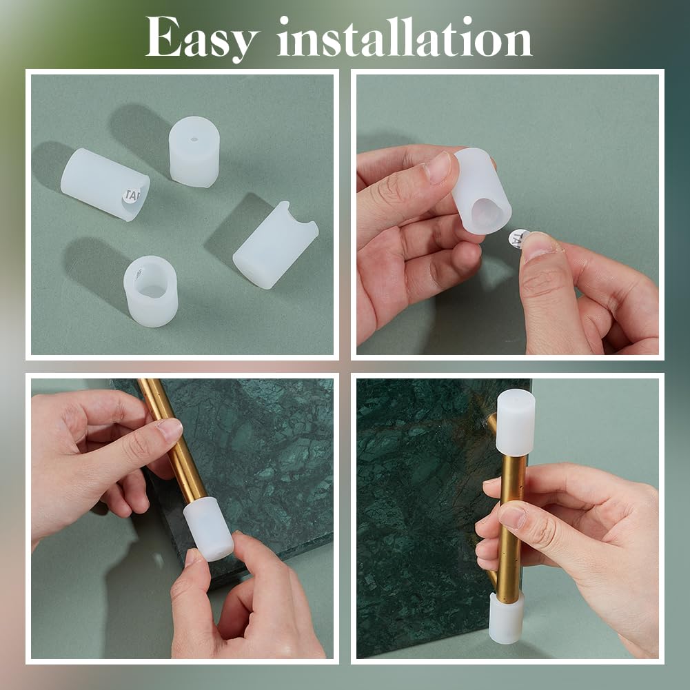 OLYCRAFT 12Pcs White Silicone Anti-Collision Corner Drawer Bumpers Cabinet Handle Protection Covers Corner Protector Round Silicone Cabinet Handle Guards for Shoe Vanity Drawer Kitchen-17.5mm - Image 4