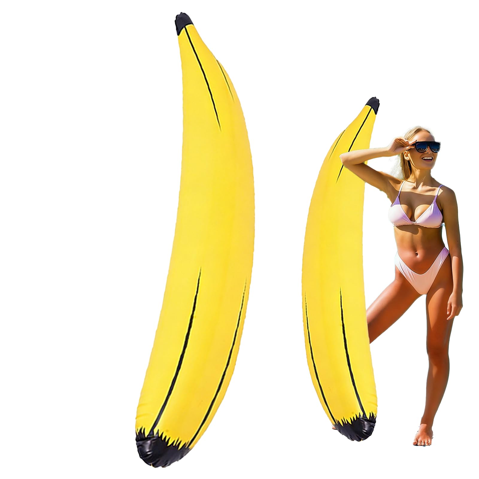 Ogromny nadmuchiwany banan, 174 cm, żółta nadmuchiwana boja bananowa, zabawka do basenu, na imprezę, w stylu hawajskim, akcesoria do dekoracji imprez, zabawki wodne, lato, pudełka na zdjęcia