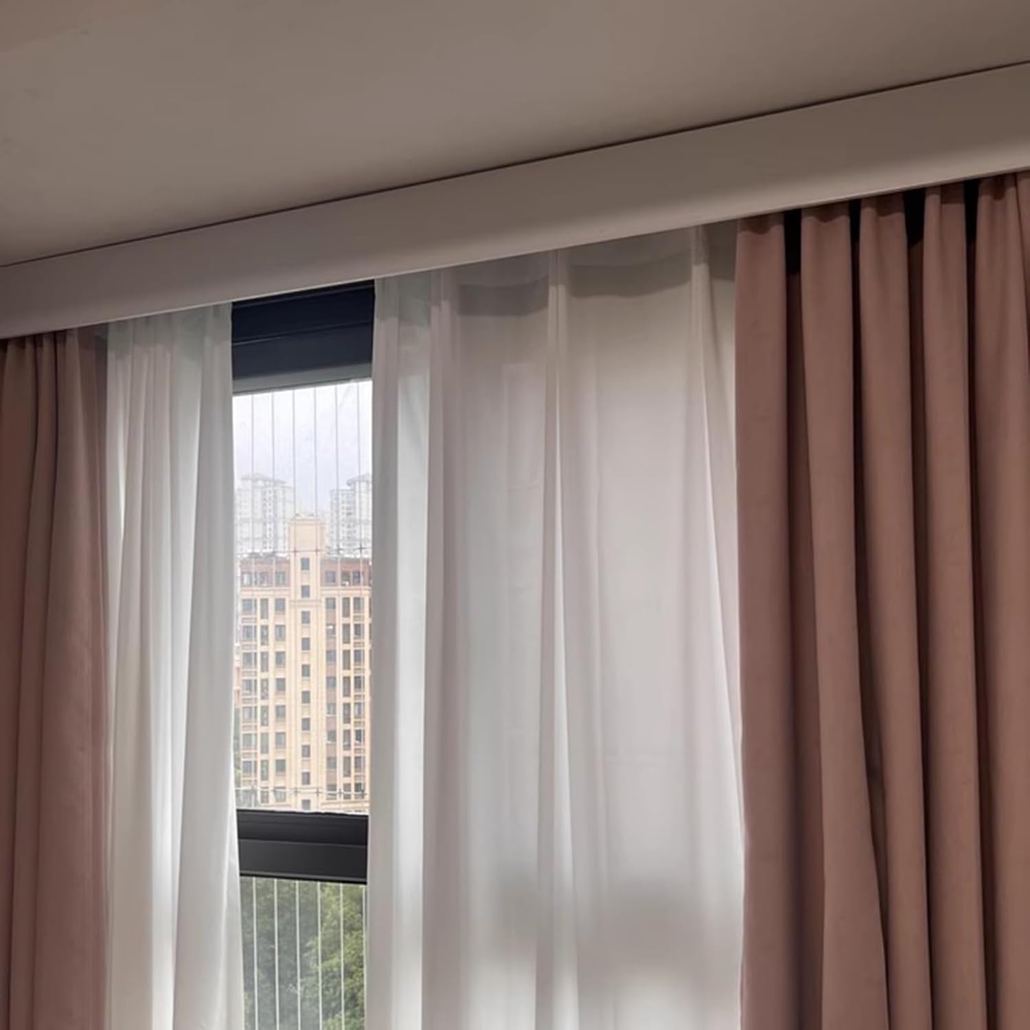 Custom 1.4m Aluminum Alloy Triple Track Ceiling Curtain Pelmet Box & Rod - Versatile Double Track Window Treatment for Bedrooms & Living Rooms, Easy Wall Mount