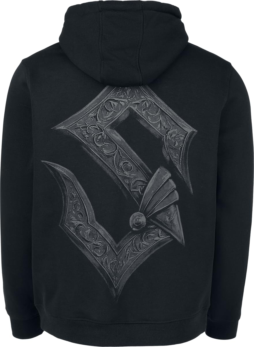 Sabaton Black Logo Homme Sweat-Shirt à Capuche Noir 100% Coton Regular/Coupe Standard