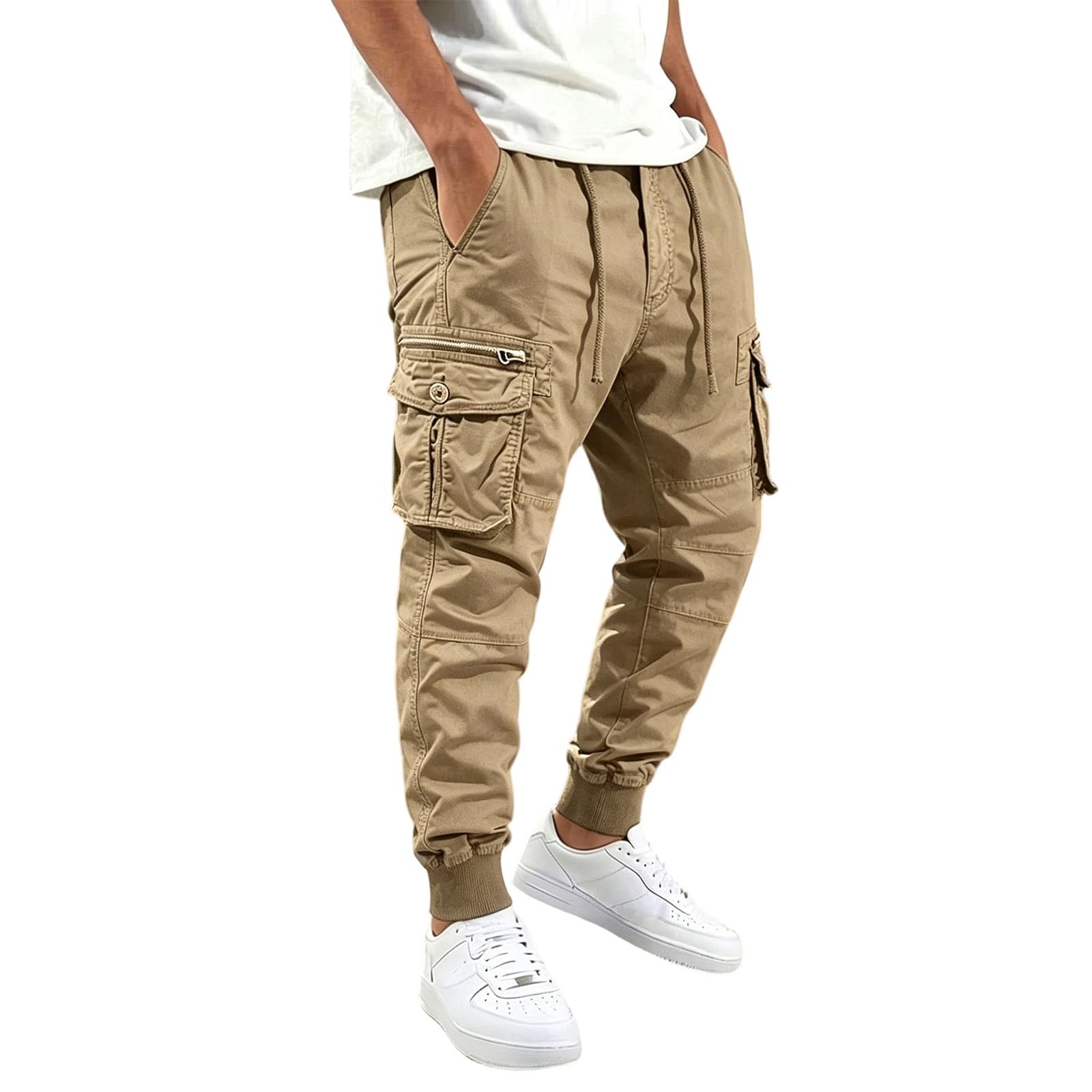 Pantalones de trabajo para hombre al aire libre de senderismo para hombre con bolsillos, pantalones de trekking, pantalones tácticos, pantalones largos para bicicleta, elásticos, pantalones