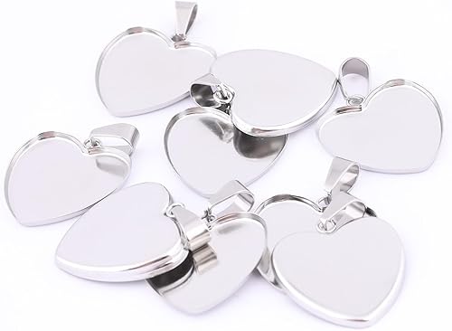 Miniatura 3 de Reidgaller 40 unidades de 0.972 in con ajustes de cabujón de corazón de acero inoxidable Bisel Colgante Bandejas DIY Neclace Base en blanco para