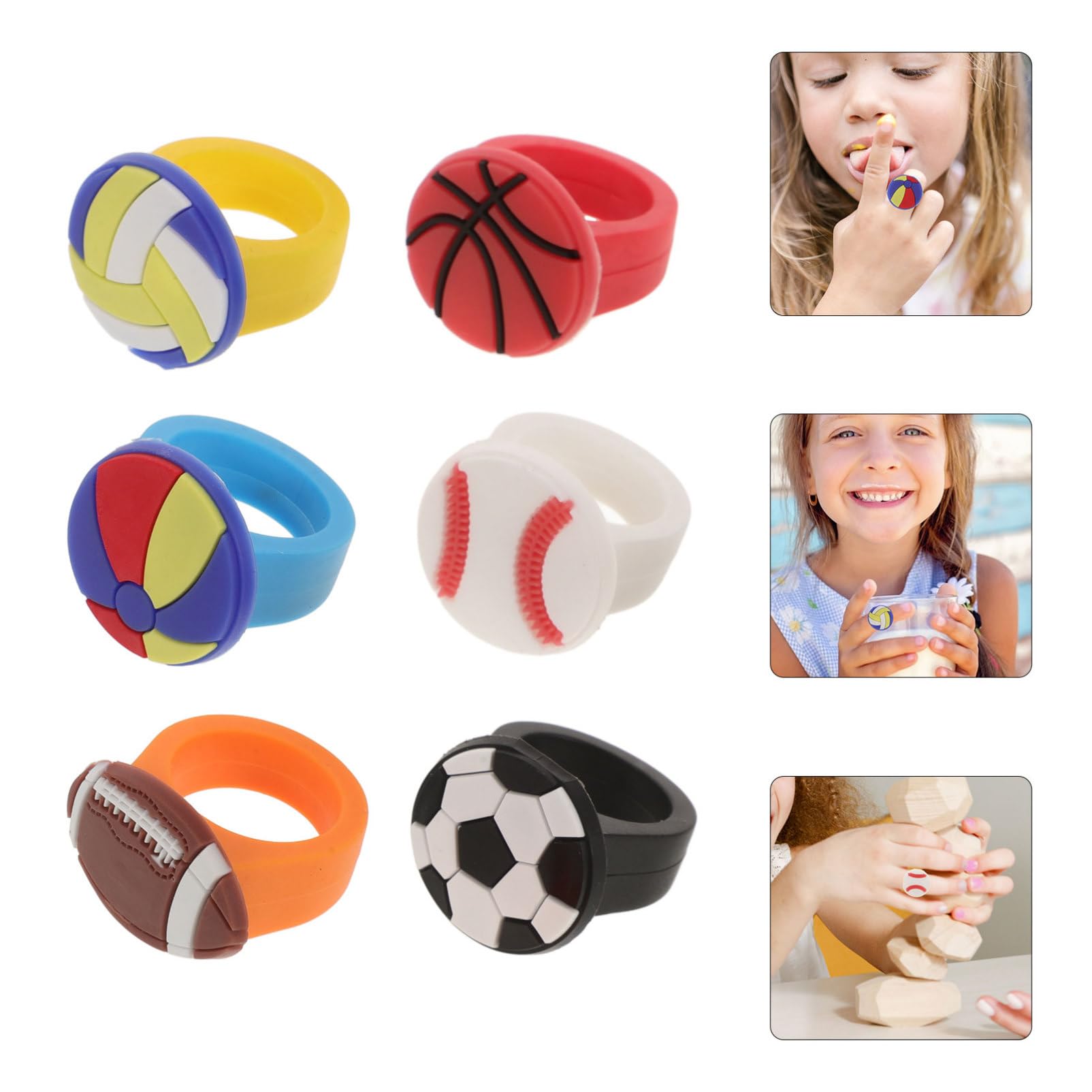 Sosoport Cute Sports Ball Rings Pvc Baseball Ring Display Case Sports Theme Party Favors for All Ages