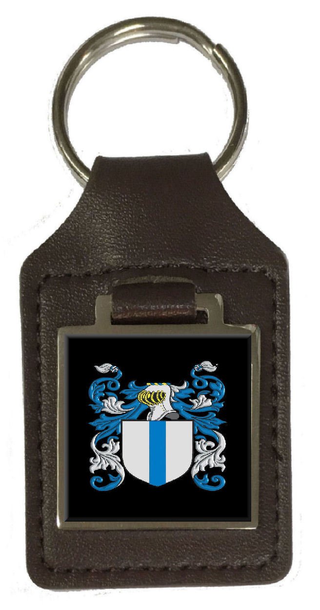 Mcaloney Schlüsselanhänger mit Familien-Wappen, braunes Leder, graviert