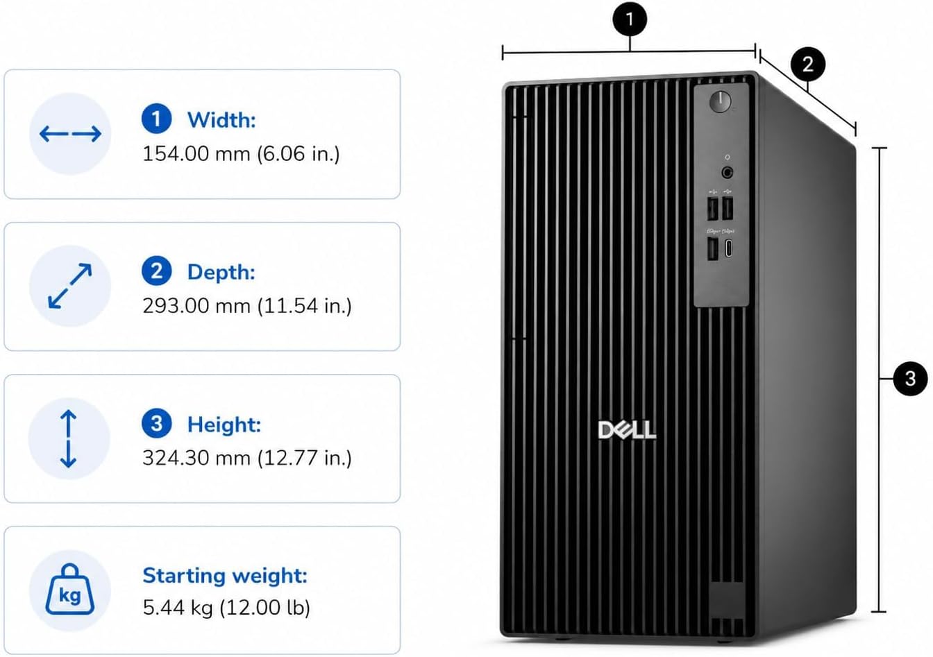 Dell Pro Tower Business Desktop QCT1250 • 2026 Edition • Intel Core i5-14500 (14-Core, 20 Threads, up to 5.0GHz) • 32GB DDR5 • 1TB SSD • Windows 11 Pro 8