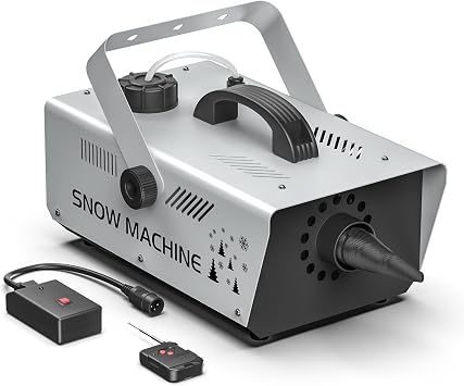 Snow Machine Portable, 1200W Effect Machines with Remote Control, Fog Machine Suitable for Halloween Christmas Decorations Wedding Celebrations Parties DJ Stage